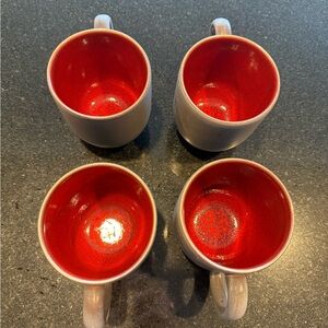 Tourron Cerise (Cherry, Dark Red) Ceramic Mugs Set by Jars-France